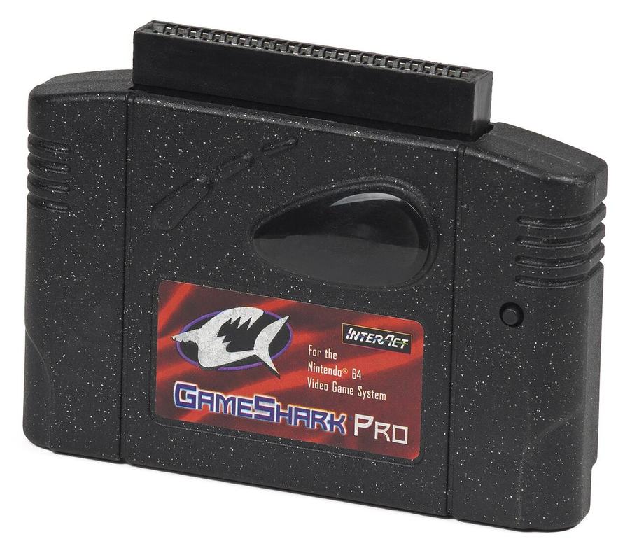 A GameShark Pro cartridge for the Nintendo 64