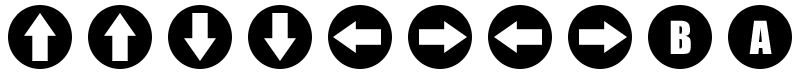 The Konami Code written as arrows: up, up, down, down, left, right, left, right, B, A