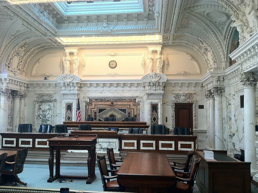 A courtroom in the James R. Browning United States Courthouse, home of the Ninth Circuit Court of Appeals
